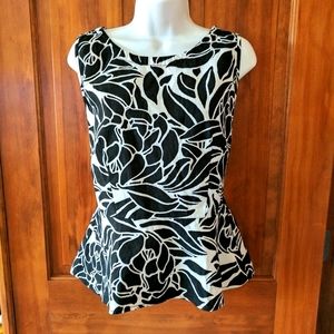 NWOT Ann Taylor Women's Black & White Peplum Top